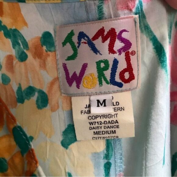 Vintage JAMS WORLD DADA DAISY DANCE Floral Multi Cropped Pull On Pants M - Picture 4 of 9